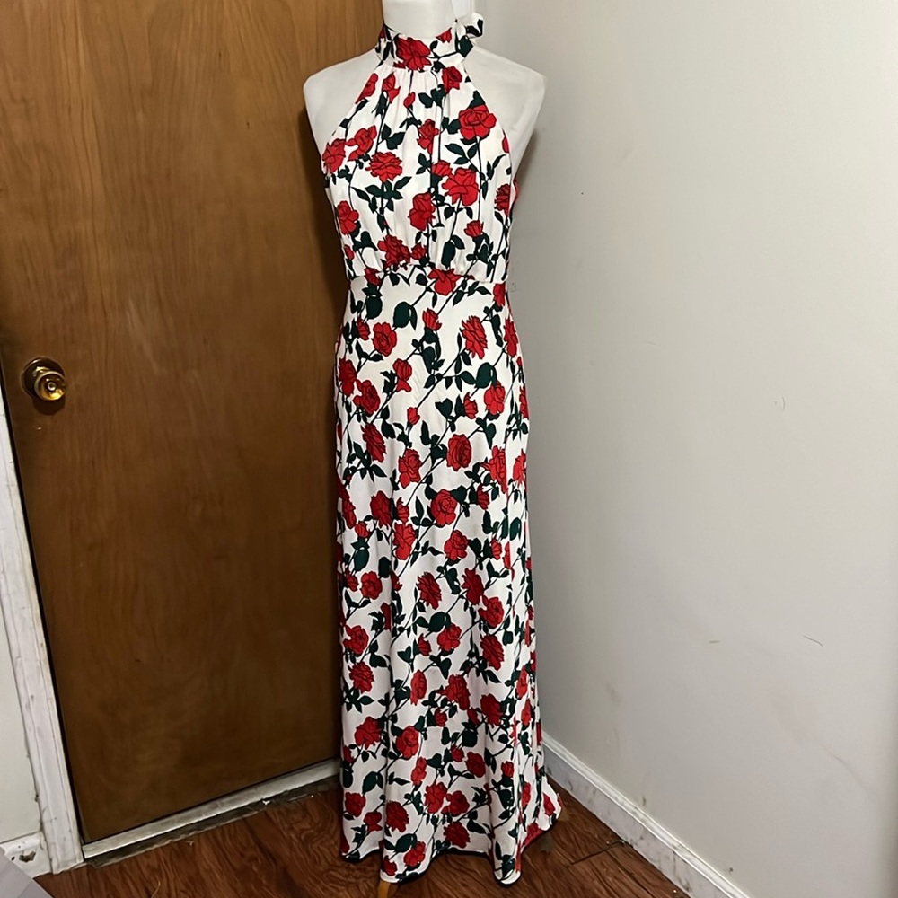 A New Day Floral Halter Maxi Dress - Red and White